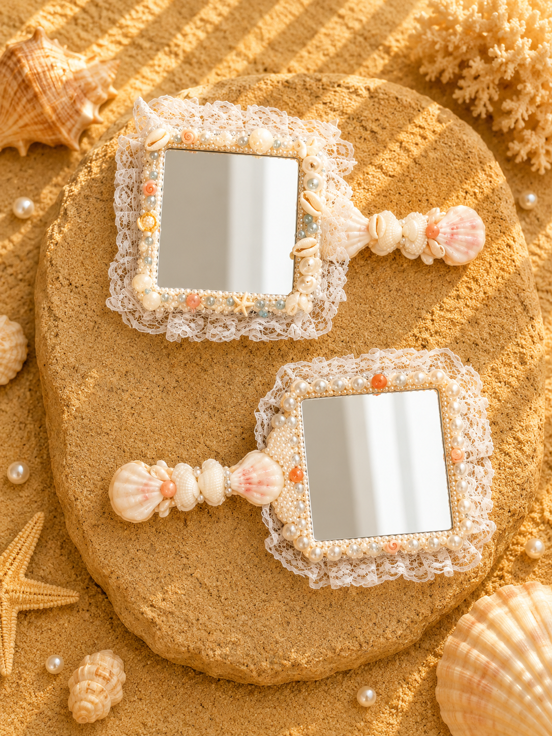 Carré Pearl Tide Lace Hand Mirror