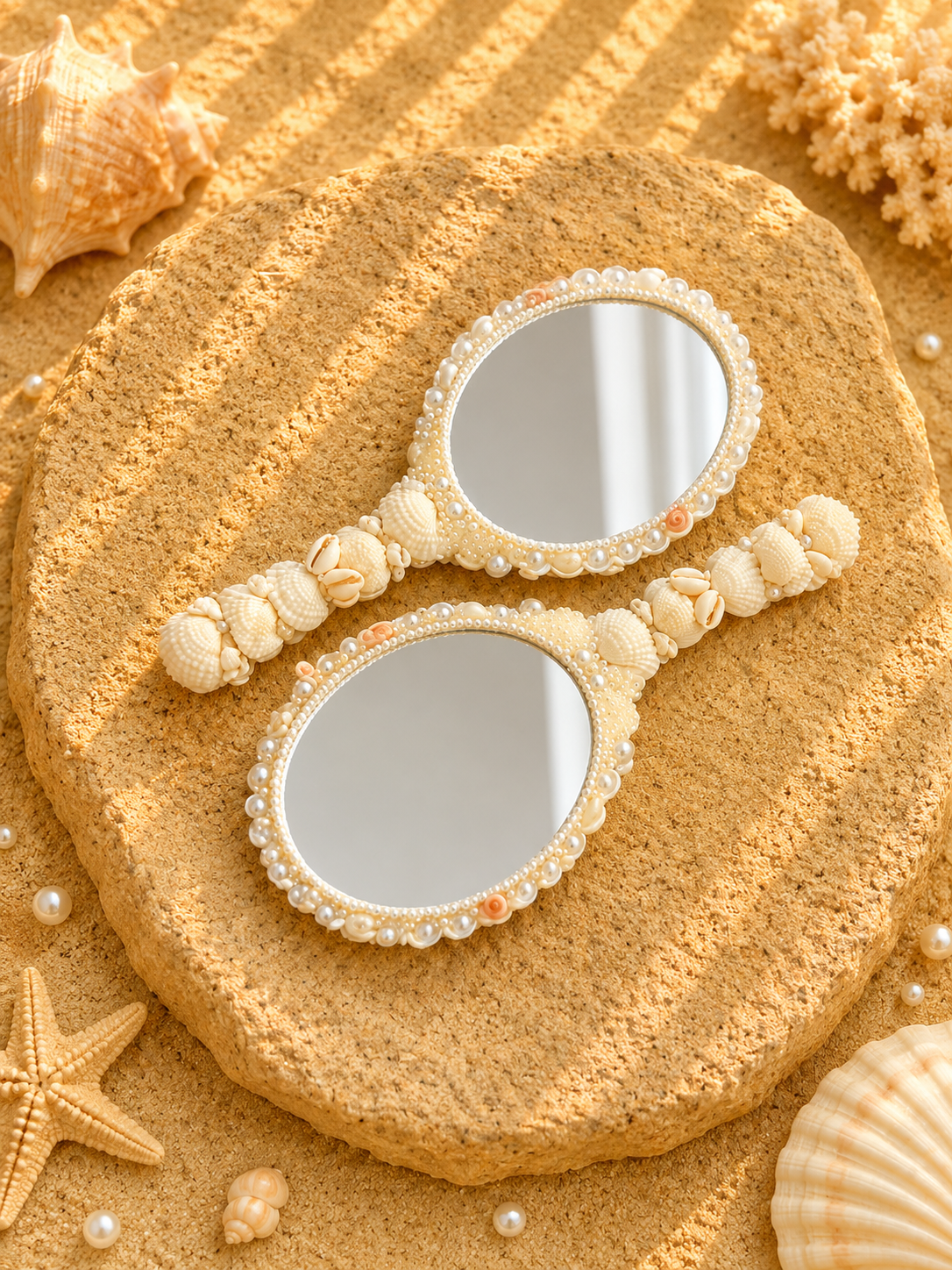 Coastal Pearl Hand Mirror- 8.6"
