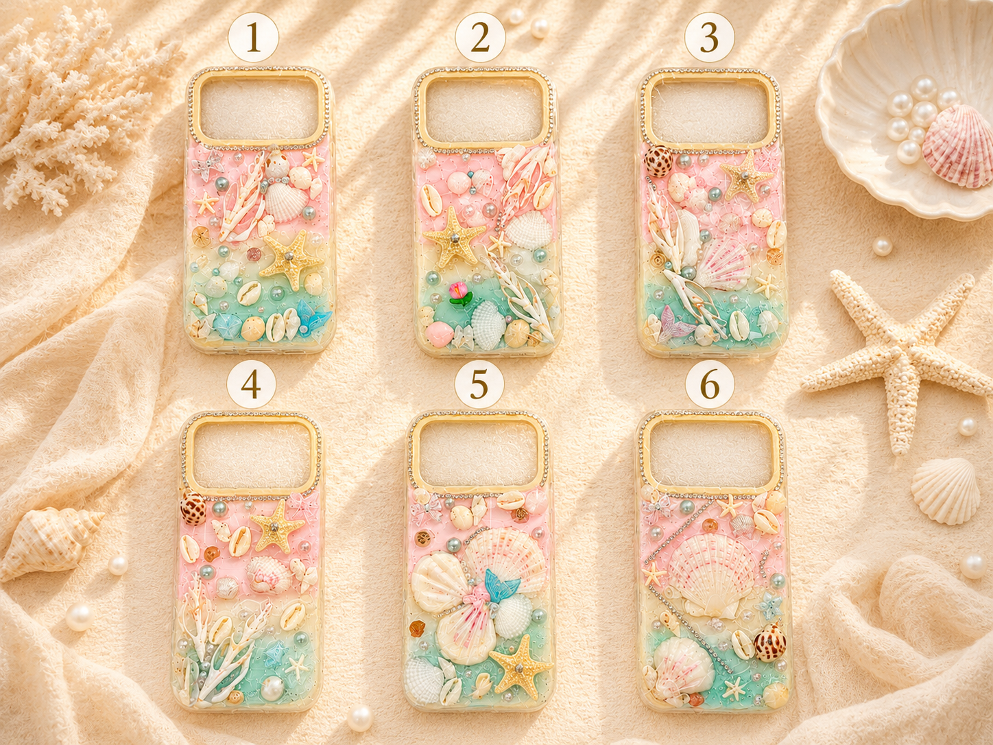 Phone 17 Pro Max seashell cases - Pink/Aqua