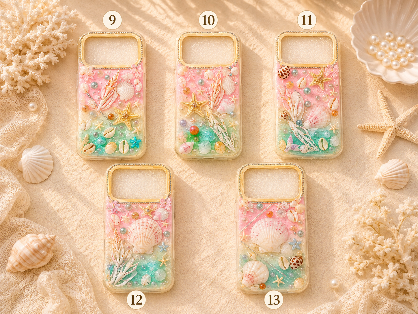 Phone 17 Pro Max seashell cases - Pink/Aqua