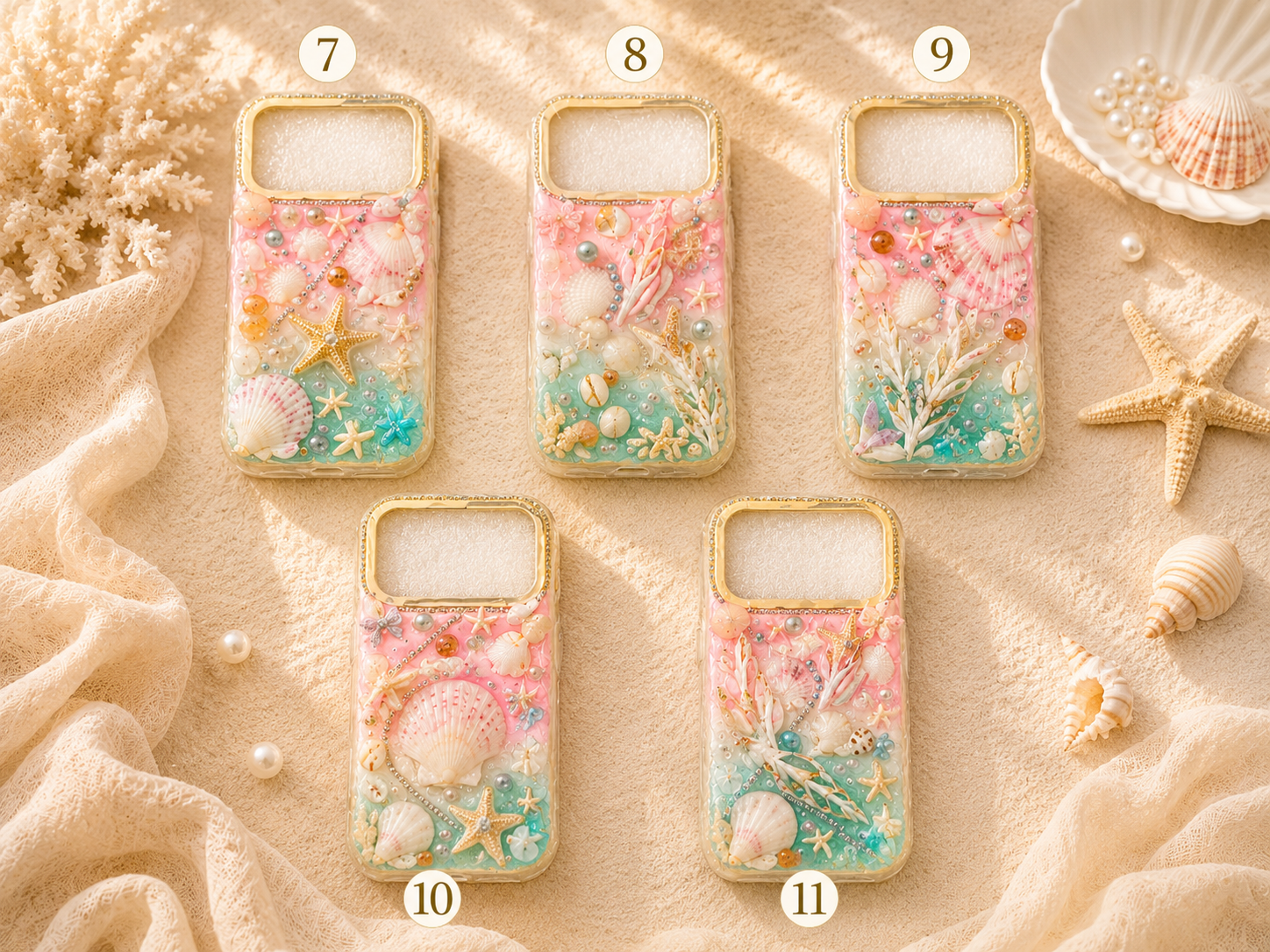 Phone 17 Pro Max seashell cases - Pink/Aqua